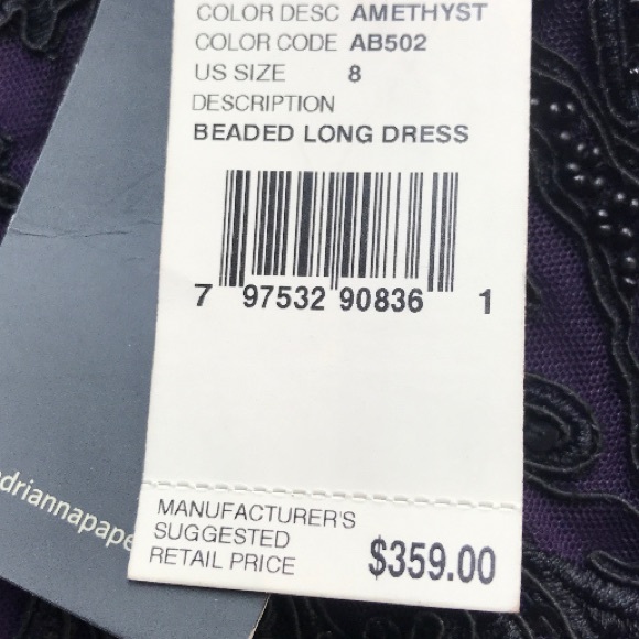 Adrianna Papell beaded sheer neckline sleeveless long gown - Picture 3 of 3